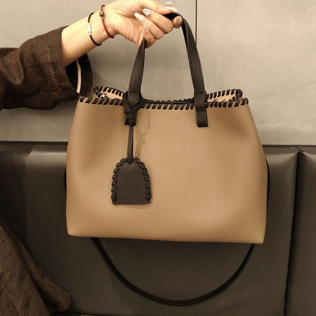 

First layer cowhide women's tote bag free lettering large capacity braided design one-shoulder crossbody bag fashionable handbag
