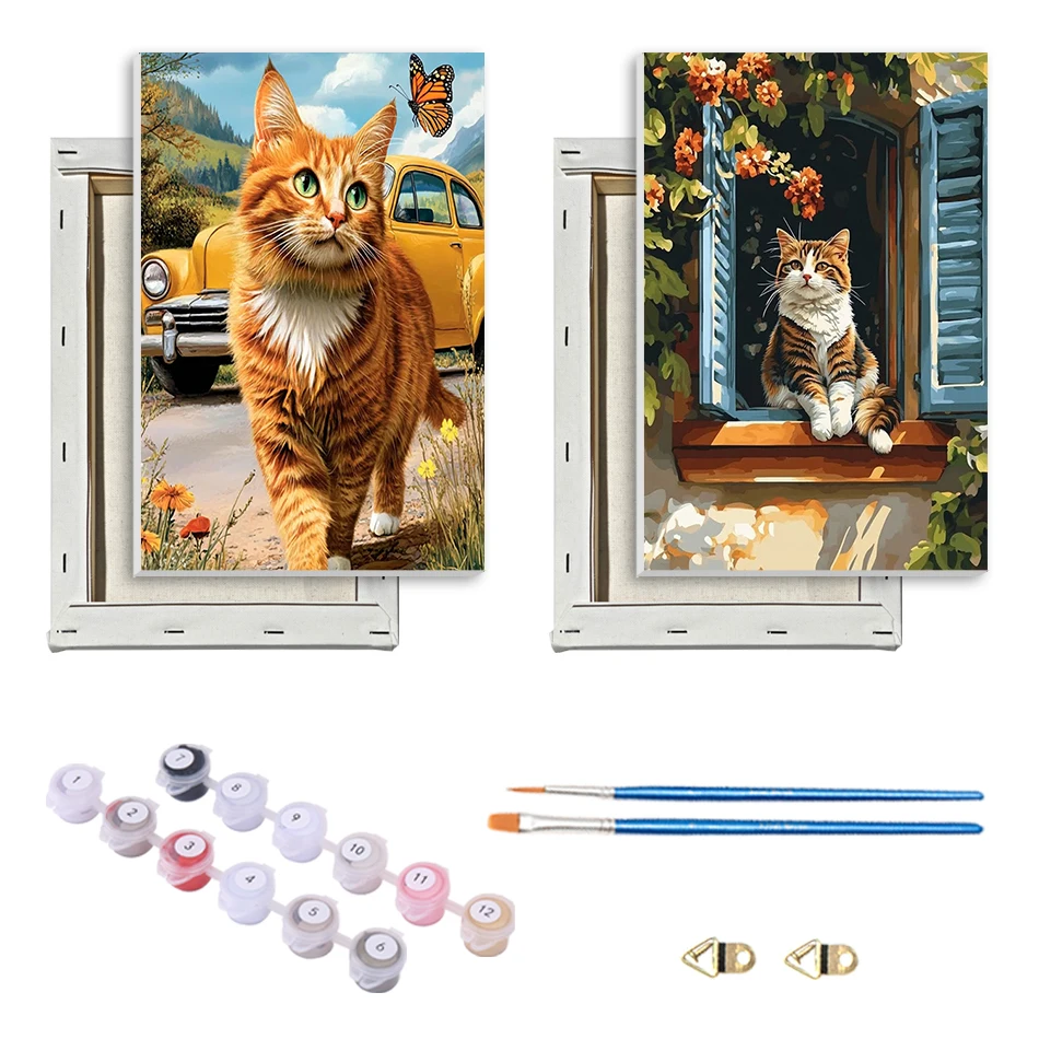 

SDOYUNO Painting Paints By Numbers Ginger cat Easy Draw Diy For Beginner Animals 20x30cm With Frame On Canvas Acrylic Decorative