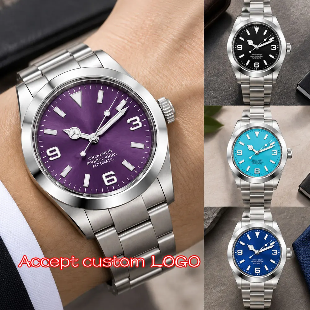 36mm/39mm Corgeut Automatic Watch Man Brushed Case Custom LOGO Mechanical Wristwatches Sapphire Waterproof 10bars Reloj Hombre