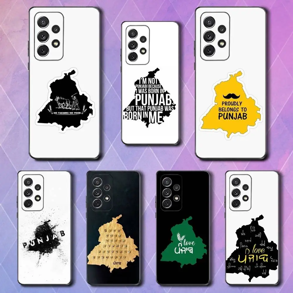 

Landscape Art Punjab Map Phone Case For Samsung S25,S24,S23,S22,S21,S20,S10,Ultra,Plus,Lite,FE,Soft Silicone Black Cover