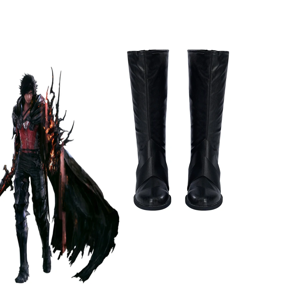 Game Final Fantasy Cosplay Clive Rosfield Boots Costome Black Shoes for Adult Men Halloween Carnival Party Roleplay Accessory