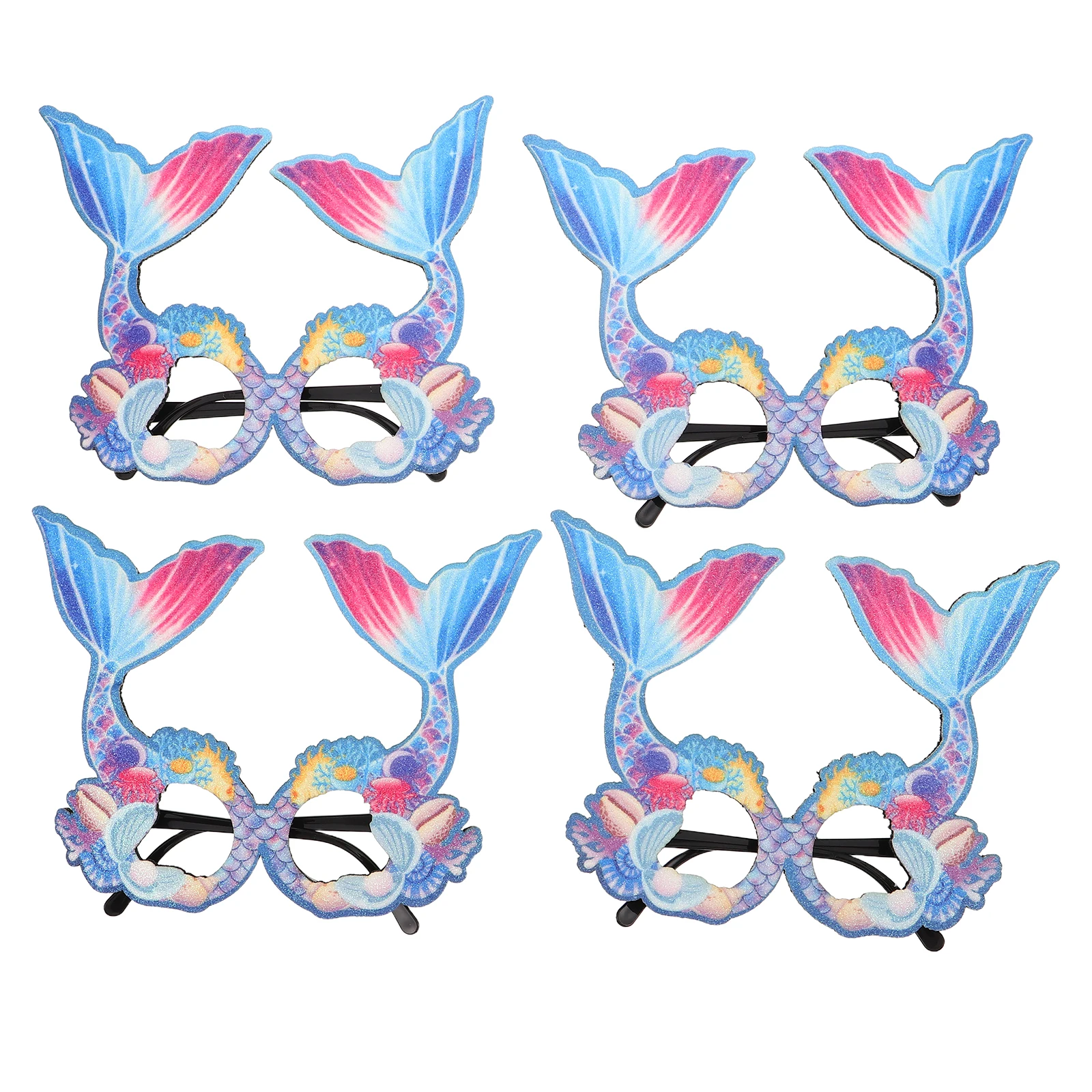 

4Pcs Tropical Party Sunglasses Mermaid Beach Eyewear Summer Ocean Theme Photo Booth Props Birthday Celebration Favors