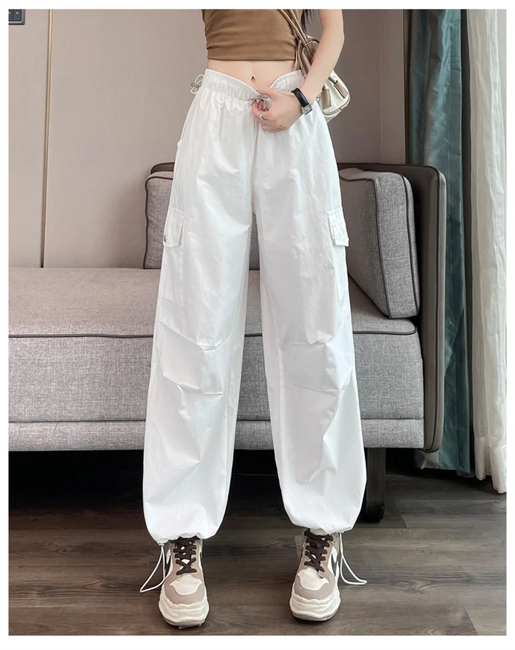 

Real Time Shooting Of Wide Leg Work Pants For Women In Summer 2025, Thin, High Waisted, Two In One Haren Sports Pants