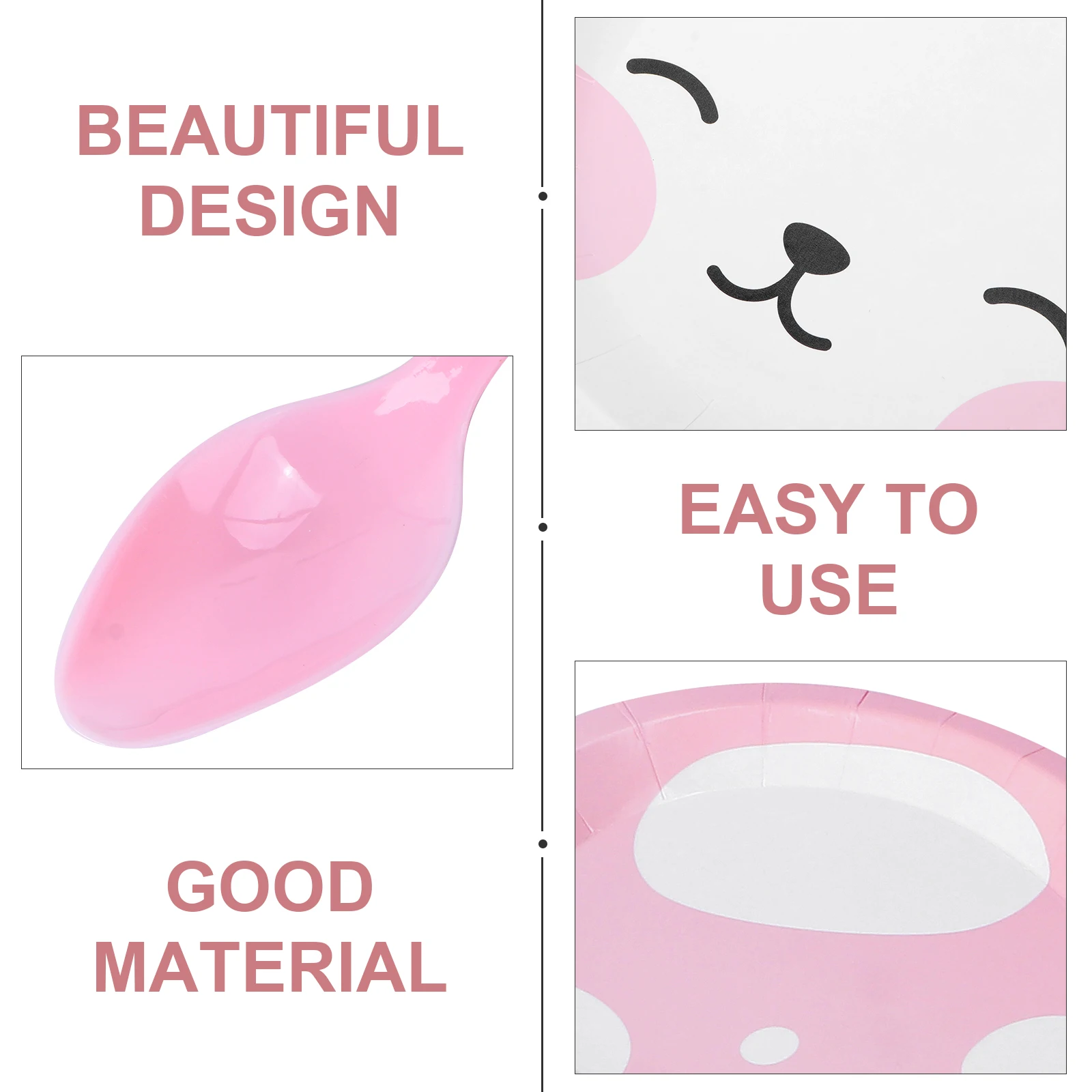 

8 Piece Disposable Paper Tableware Set Rabbit Pattern Party Supplies Eco Friendly Food Grade White Card Picnic Barbecue