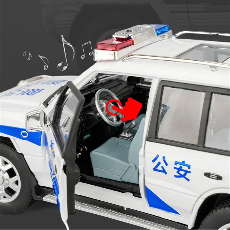 1:18 Mitsubishis PAJERO SUV Alloy Car Model Diecast Metal Toy Police Off-road Vehicle Car Model Simulation Sound Light Kids Gift