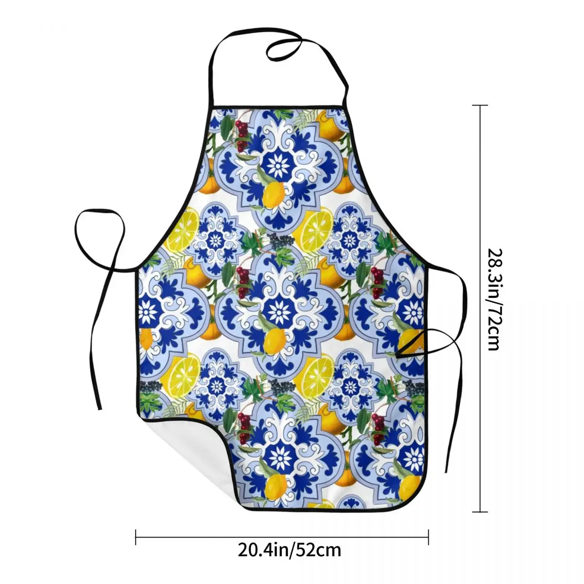 Custom Unisex Sicilian Summer Fruit Lemon Citrus Tiles Kitchen Chef Cooking Baking Apron Men Women Tablier Cuisine for Painting