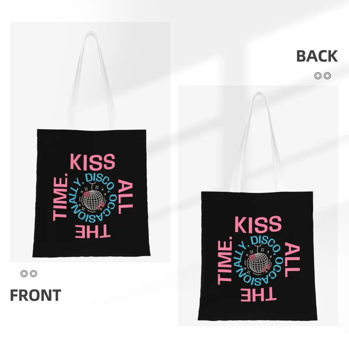 Kiss All The Time Shopper Bag Harrys Styles New Album Stylish Handbags Polyester College Tote Bag Women Designer Shoulder Bag