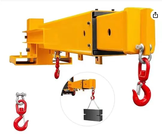 Forklift Jib Crane, Adjustable Forklift Mobile Crane Manual Telescopes 45"-78", 2.5T -3TCapacity, Flexible Adjustment Holes