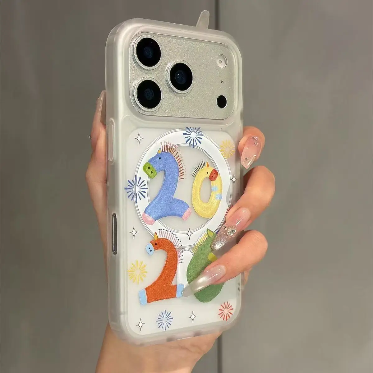 Cute 2026 Horse Print Airbag Phone Grip Stand Foldable Finger Socket Anti Drop Portable Mobile Holder Bracket Cell Phone Decor view 3