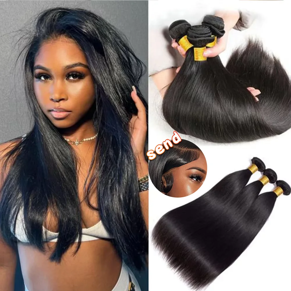 30, 40-дюймовые прямые пучки человеческих волос 16A Remy 1/3/4/5 пучков плетения, 100% пучки натуральных волос, человеческие волосы для женщин