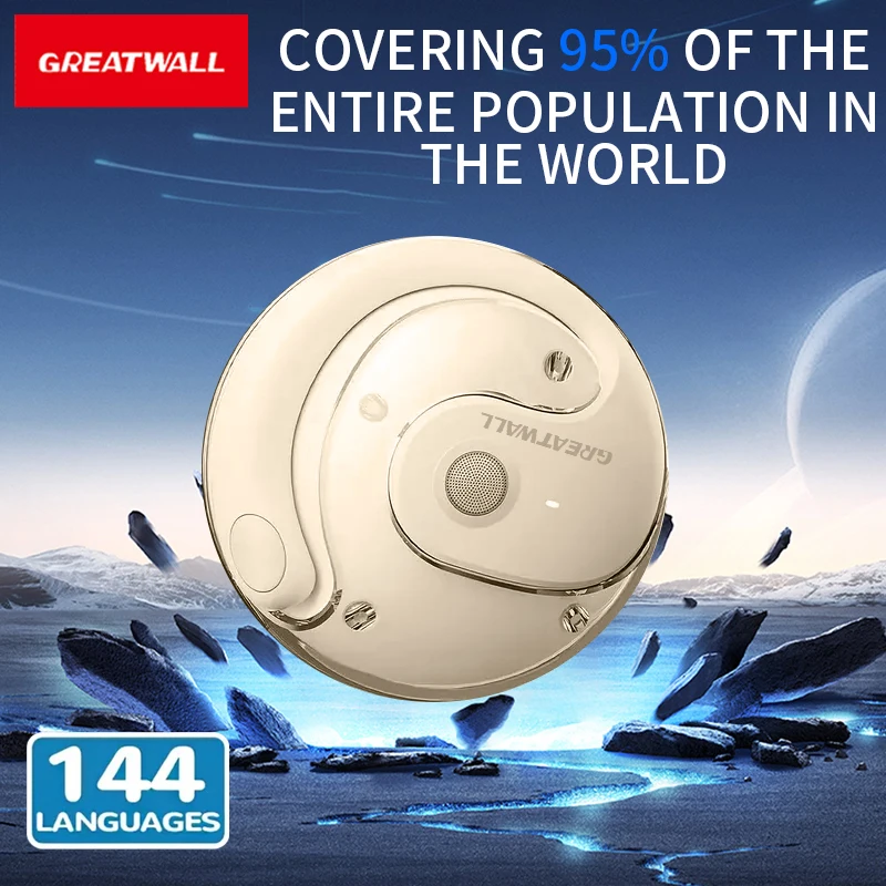 GREATWALL Подвесные наушники-переводчики, спортивные высококачественные стереонаушники, могут переводить 144 языка онлайн