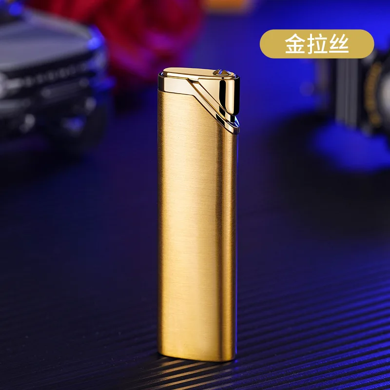 Mini tira de gás butano de chama vermelha, isqueiro de metal portátil à prova de vento, acessórios para cigarros