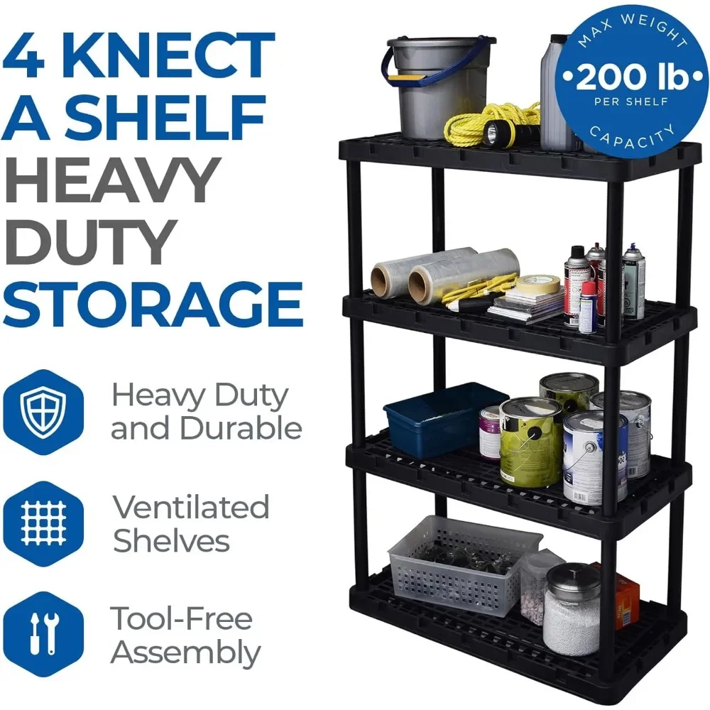 4 Shelf Knect-A-Shelf Ventilated Heavy Duty Storage Unit Organizer for Home, Garage, Basement & Laundry