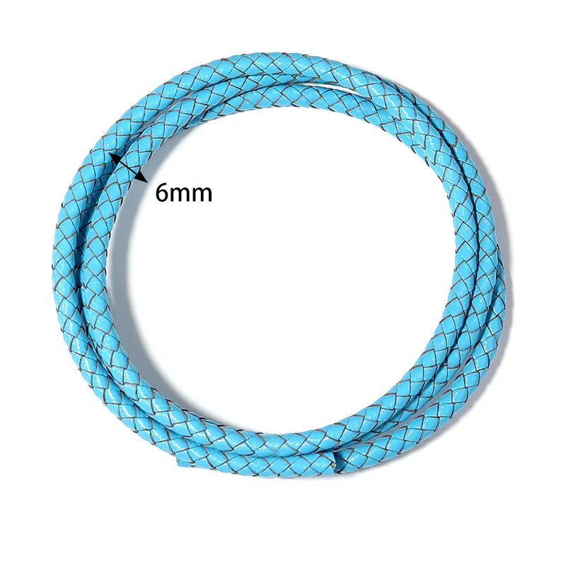 1M/Lot 6mm Braided Genuine Leather Cord Round Thread Rope For Ornament Making DIY Sewing Crafts Handmade Clothing Accessories