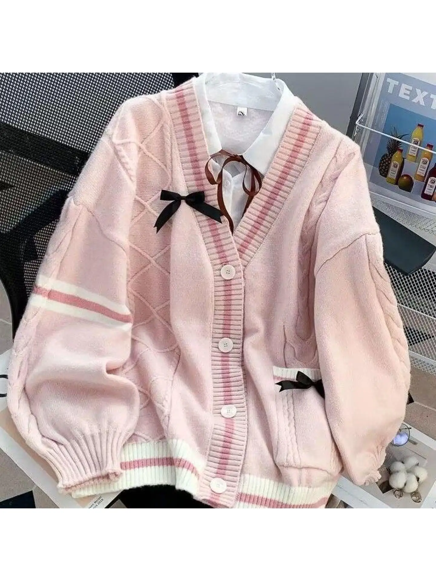 

Loose Women's Knitted Sweater Coat Knot Design Lazy Style Autumn Winter New Arrival Youthful Japanese Style Cardigan