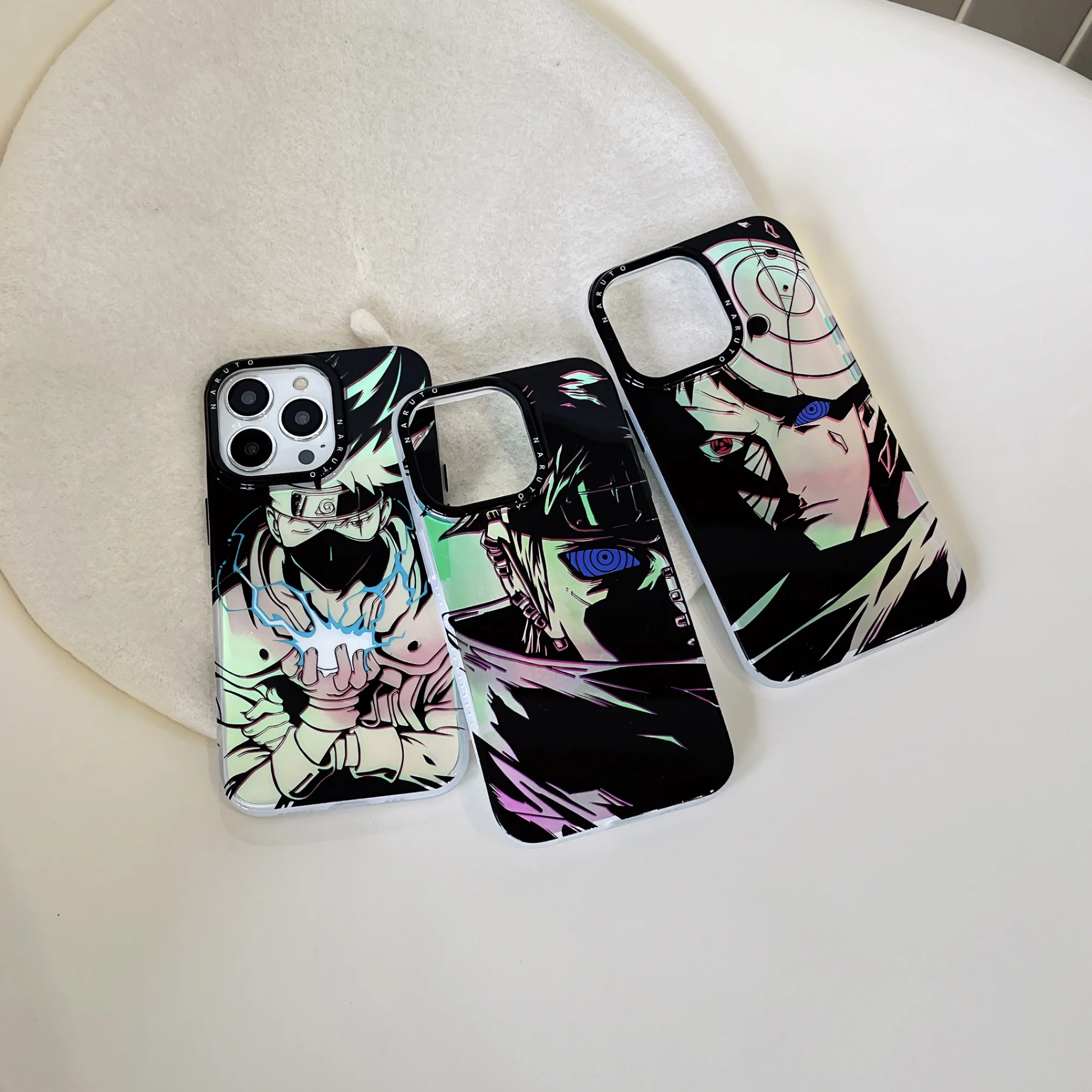 Fundas de Anime con brillo láser para iphone, 14, 13, 12, 15, 16 pro max, 13pro, 14pro, 15pro, Kakashi, Obito, Pain, fonecase, regalo, nuevo