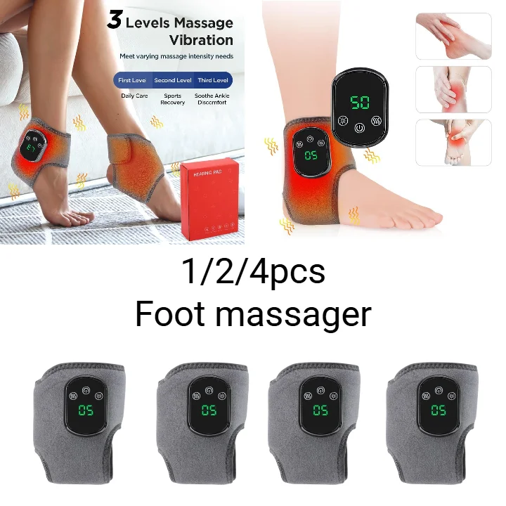

1/2/4pcs Foot Heat Massager Hot Compresses Vibration Massager Timer Breathable Material USB Foot Ankle Joint Protection Touch
