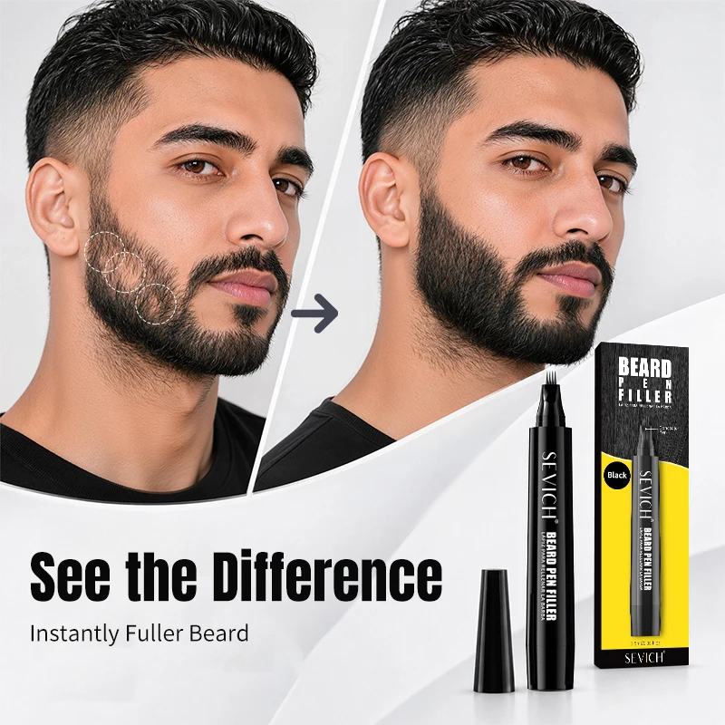 1/2pcs Men Beard Pen Beard Coloring Filler Enhancer Beard Pencil Natural Sweat-Proof Moustache Coloring Pen Barber Styling Tool