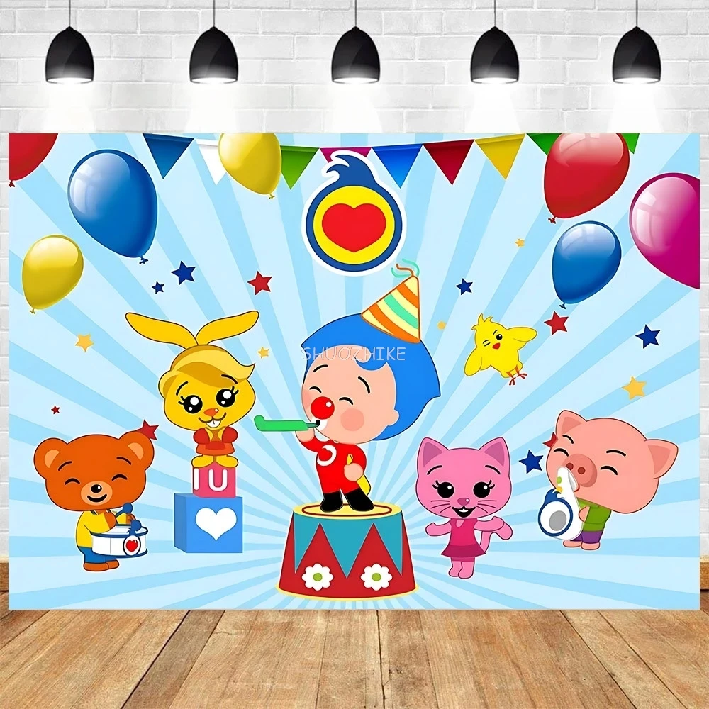 Plim-telón de fondo para Fiesta de cumpleaños, cartel de dibujos animados de cerdo, circo, Fiesta de bebé, utilería de fotografía, JC-74