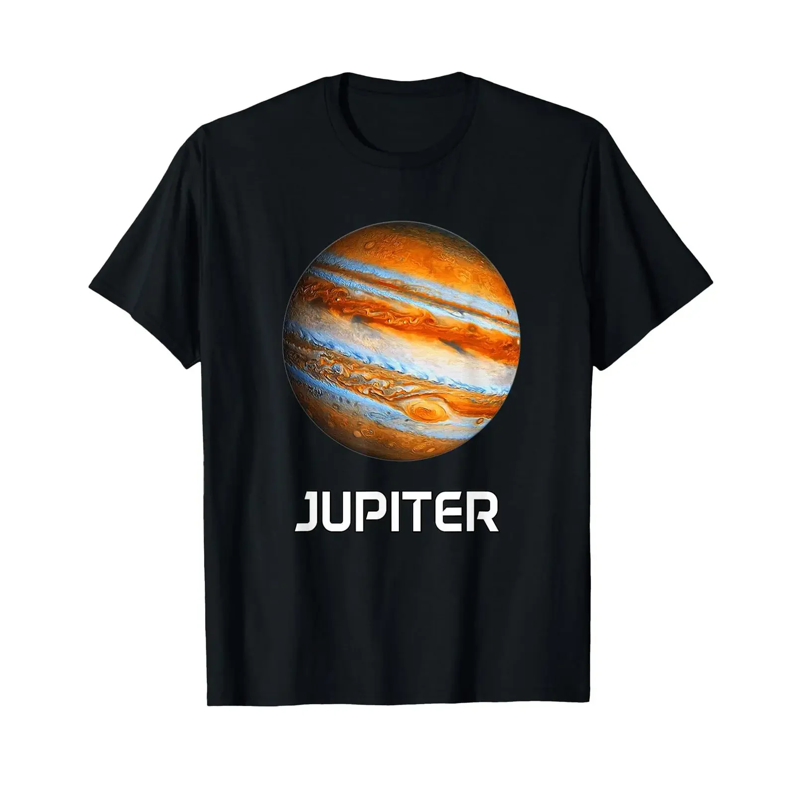 Planets of our solar system Jupiter the fifth planet Universe T Shirt Black S  vintage Washed Stretched Casual graphic Slightly