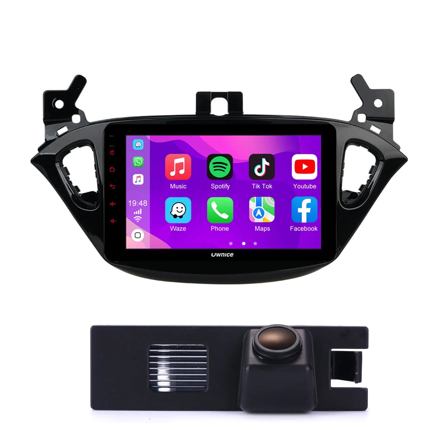 Rádio Automotivo Android Auto 4+64GB 9 polegadas com Carplay sem fio, GPS, Navegação, Câmera de Ré HD para Opel Corsa E X15 Kasten/Opel Adam M13