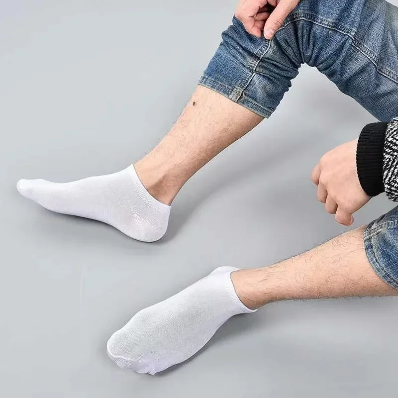 30Pairs/Lot Men\'s Business Polyester Cotton Socks Black Gray Casual Ankle Socks Antibacterial Soft Fabric Elastic Socks EU38-44