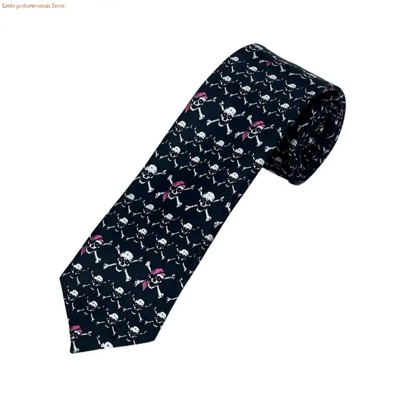 F92D Halloween Party Necktie Punk Pattern Men's Shirt Tie for Formal Event Workplace