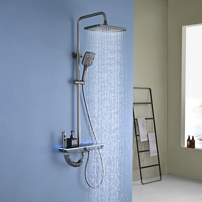 Wall Mounted Shower System with Hand Shower 5 Function Shower Faucet Set Bathroom Rainfall Shower Combo Set with Handheld Shower