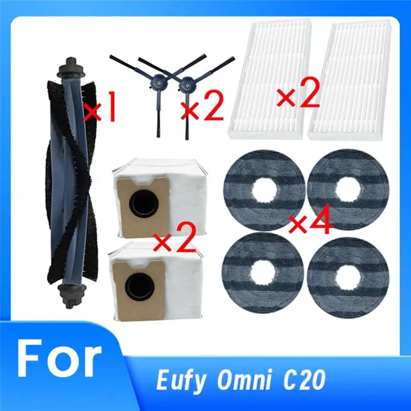 Exquisite-For Eufy Omni C20 Vacuum Cleaner Accessories Cleaner Parts Replacement Main Side Brush Mop Filter Dust Bags