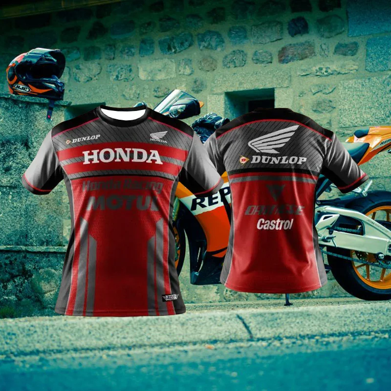 

Men's New Fast Drive T-shirt Honda Printed Motorcycle Short Sleeved 2025 Comfortable and Casual Breathable Quick Drying T-shirt
