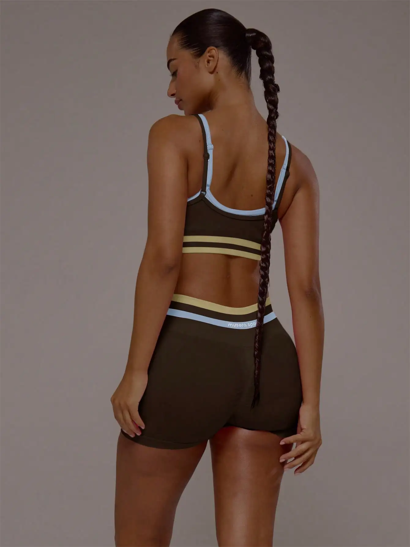 Sport Contrast Layered Adjustable Strap Sports Bra Only Sport Workout Gym Pilates Fitness Daily Girly Casual Hot Sweat