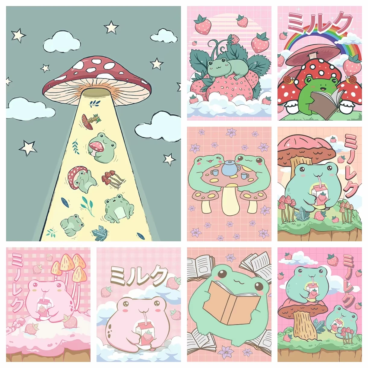 Diamant-Malerei 5D DIY Mosaik Tier Cartoon Niedlicher Baby-Frosch Eingelegte Kreuzstich-Stickerei Schmuckset Schlafzimmerdekoration