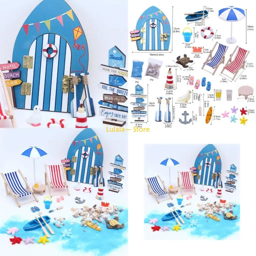 

Y4QA Handcrafts Beach Scene Landscape Set Miniature Door Display Accessory With Detailed Accessory for Craft Project