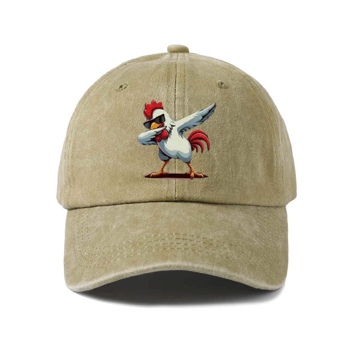 Whimsical Creature Illustration Baseball Cap, Vintage Washed Adjustable Unisex Dad Hat, Streetwear Gift
