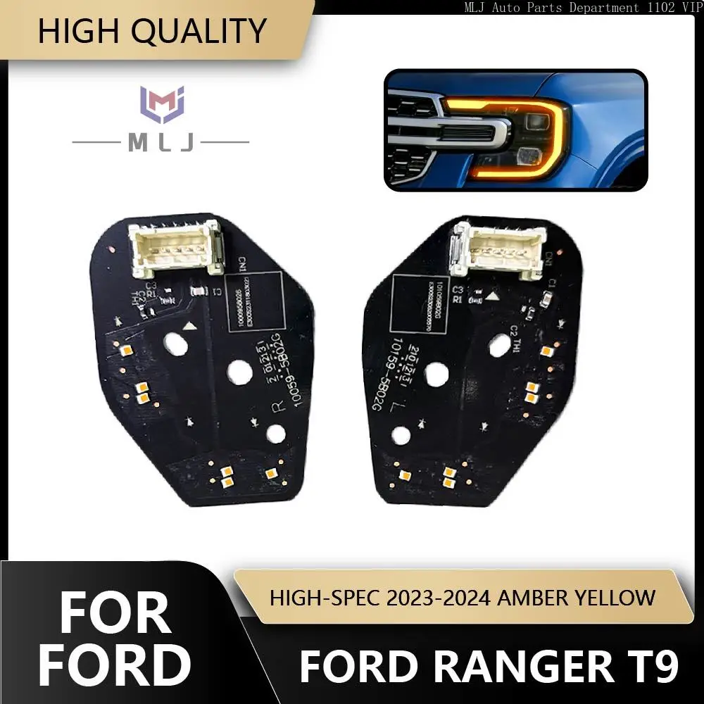 

For Ford Ranger T9 2023-2024 High-Spec Headlight Amber Yellow Angel Eyes Daytime Running Lights Chip DRL Module Car Accessories