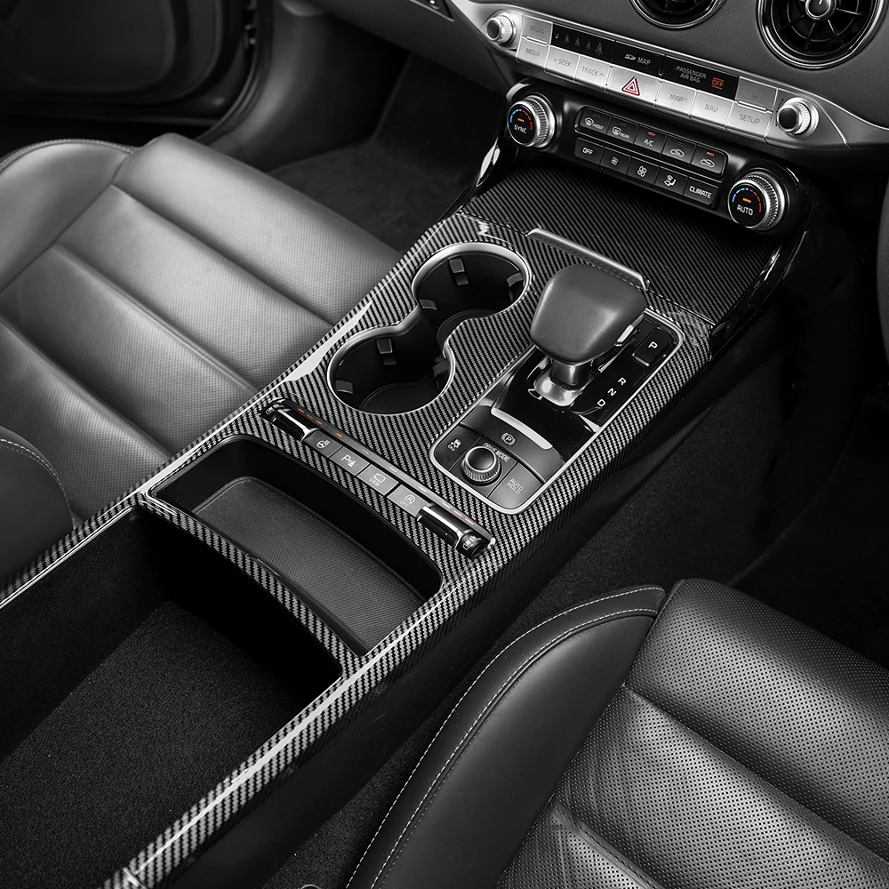 

For Kia Stinger 2018-2023 LHD/RHD Car Central Control Decor Gear Shift Panel Water Cup Frame Storage Box Cover