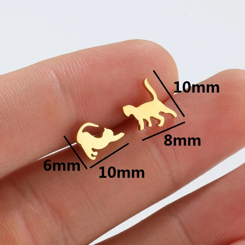 Cute Animal Cat Stud Earrings for Women