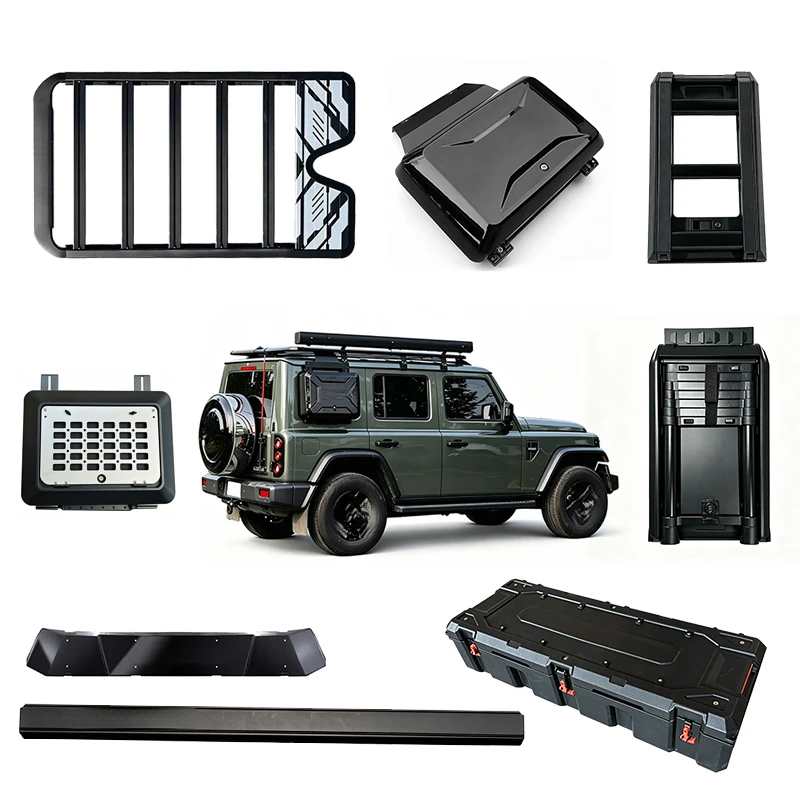 High Quality Aluminum Alloy Roof Cargo Basket With Side Ladder Rooftop Storage Accessory