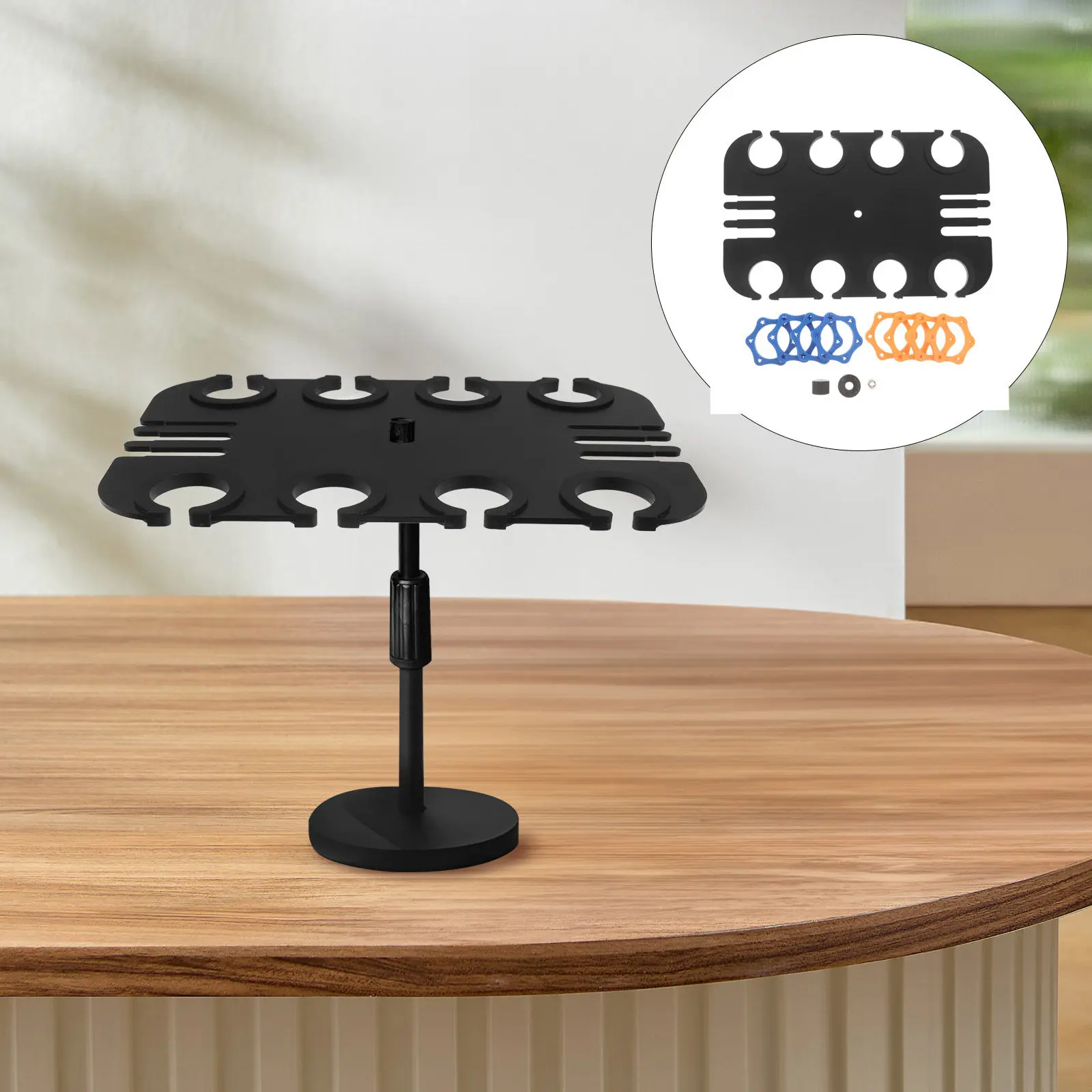 1Set Space Saving Wall Mounted Mic Storage Rack 8 Hole Rectangular Microphone Tray for Studio Home Recording Live Stream Podcast