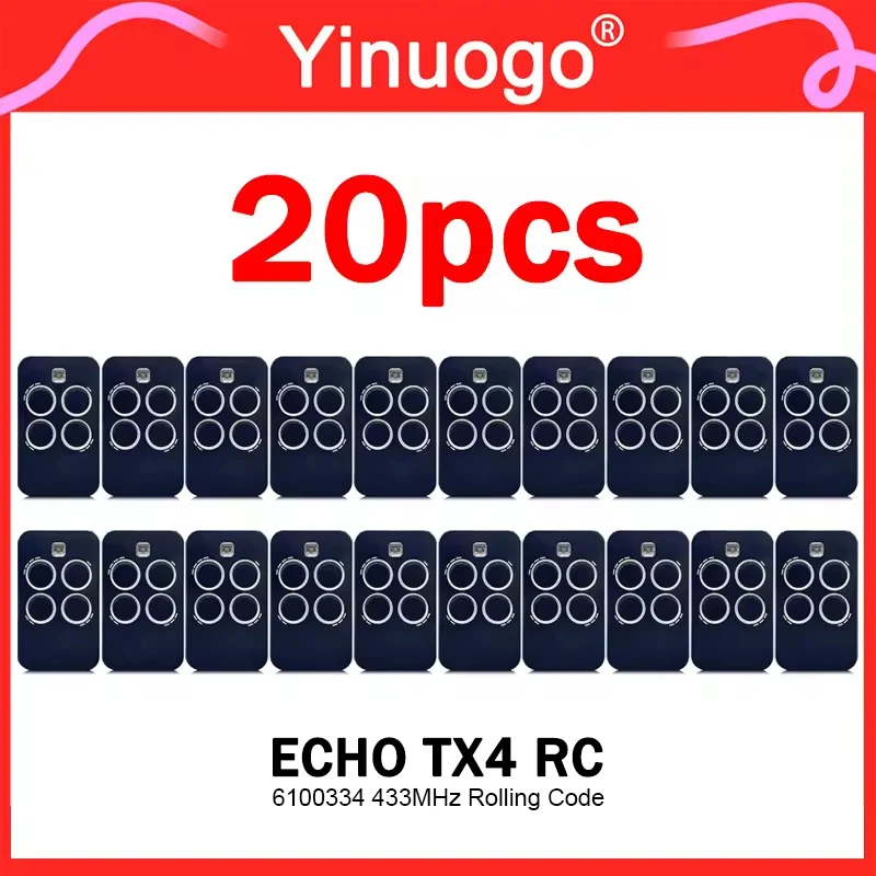 20pcs Electric Garage Door / Gate Remote Control 433MHz For ECHO TX4 RC 6100334 / BRAVO TX4 / BRAVO TE4433H Hand Transmitter