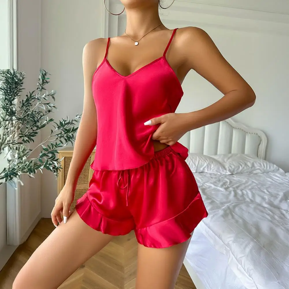 Cozy Women Pajama Set Women Pajamas Set Women's 3 Piece Satin Pajama Set Sexy Cami Top Shorts Lightweight Robe Sleepwear Summer