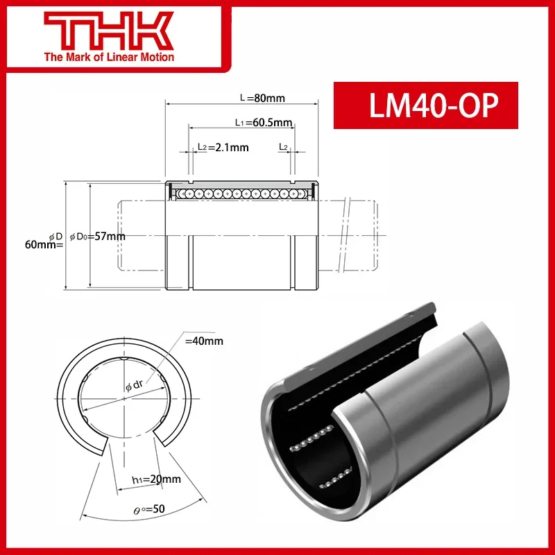 Original New THK linear bushing LM LM40-OP LM40OP linear bearing