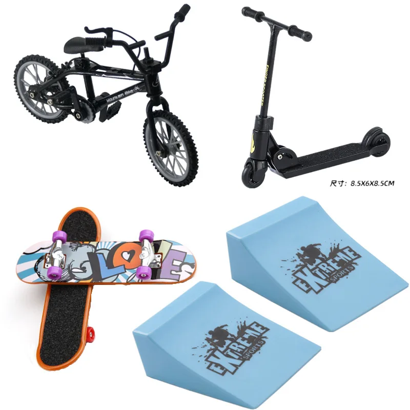 Scooter/Skateboard da dito/Pantaloni casual/Pattini a rotelle/Bici per Tech Deck Ramp Venue Combinazione Set Bambini Indoor Home Toys Gif