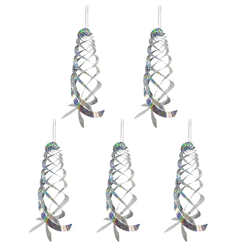AB46-Bird Repellent Wind Repellent Reflective Spiral Reflector 45CM 5Pcs Bird Repellent Protection For Fruit Bearers Court