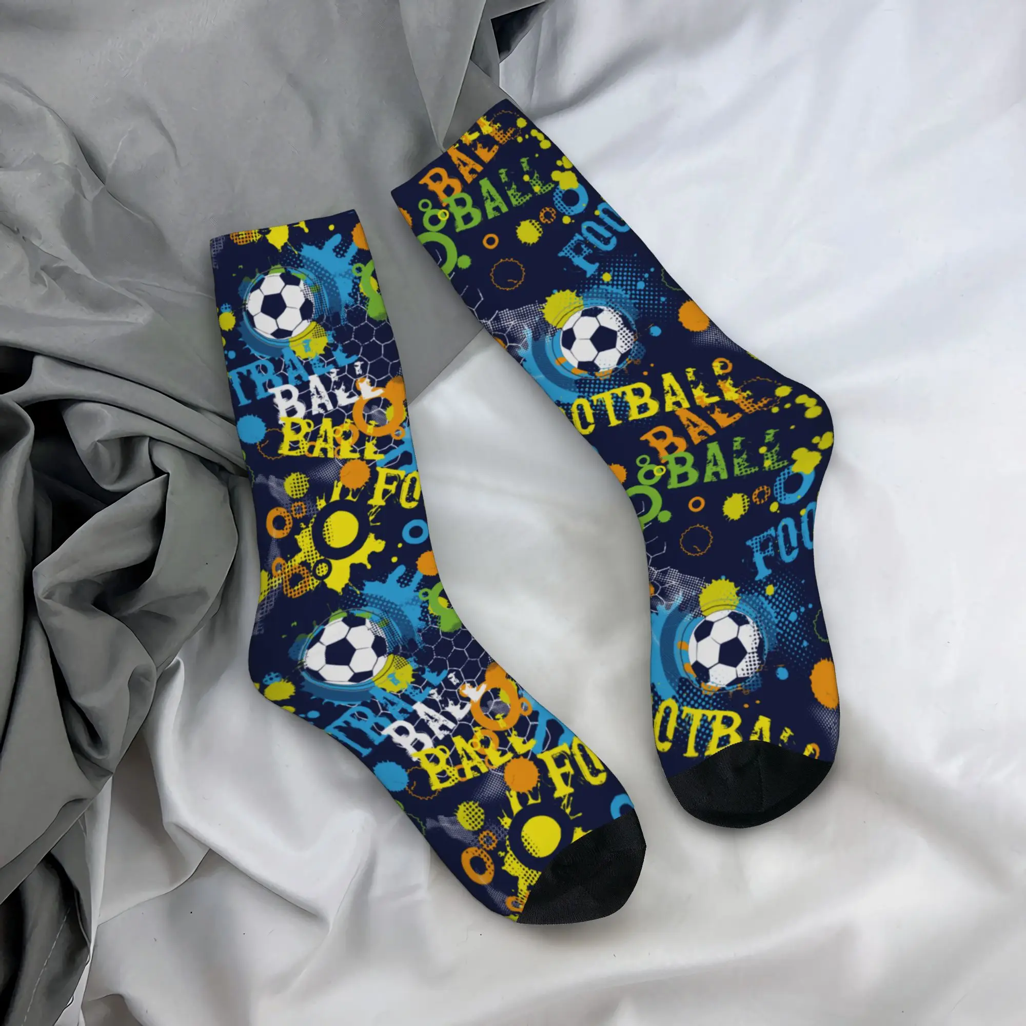 

Hip-hop Cartoon Soccer Ball Football Basketball Socks Crew Socks for Unisex Non-slip