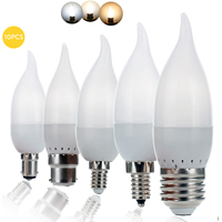 10PCS LED Candle Bulb AC 110v 220V 3W E27 E14 PC Material Energy Saving CRI85 For Home Bedroom Kitchen Garden Lighting Chandelie