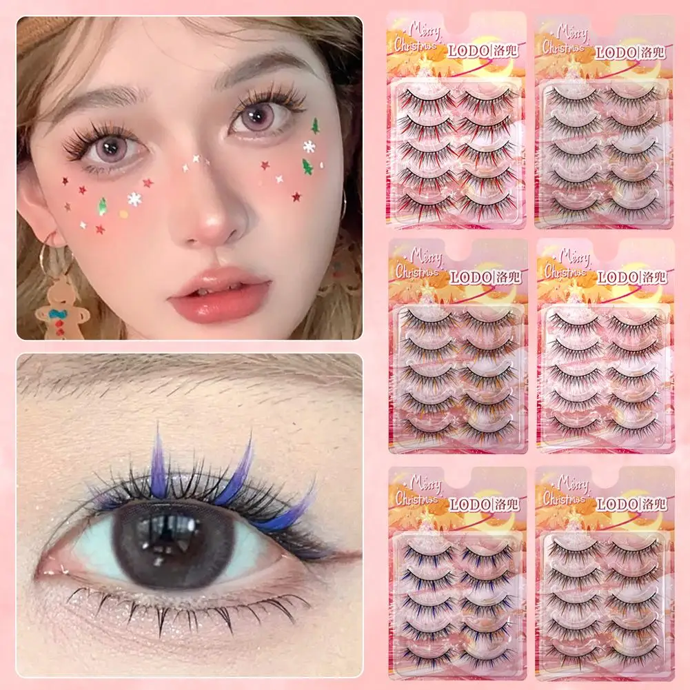 Estilo coreano cílios coloridos aparência natural tira completa hastes auto-adesivo festival maquiagem música extensão de cílios preto cl c1h4