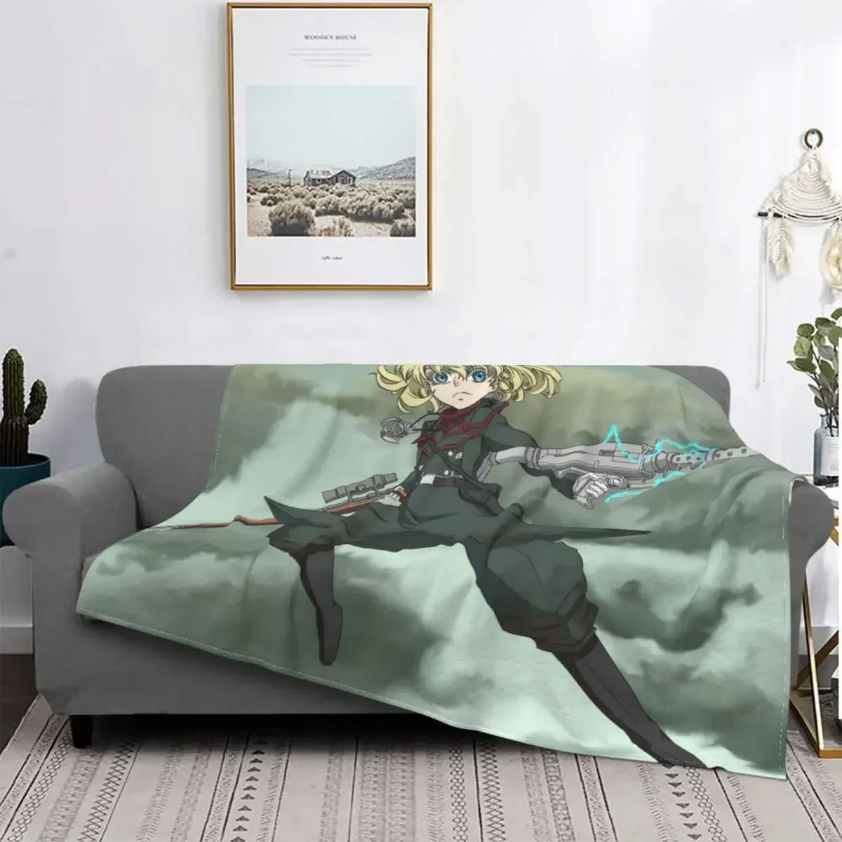 Youjo Senki Viktoriya Ivanovna Serebryakov War Manga Tanya Von Degurechaff Portable Warm Throw Blankets for Bedding Travel