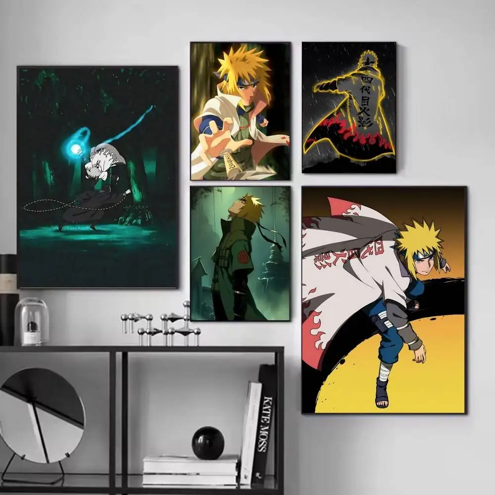 Anime Character Minato Namikaze Manga posters Self-adhesive Paper Print Home Living Room Bedroom Entrance Bar Cafe Art