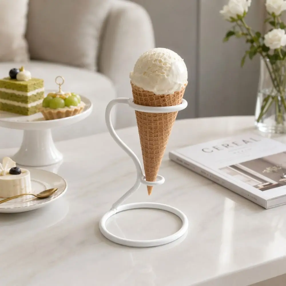 Stable Ice Cream Cone Holder Iron Desktop Design Ice Cream Cone Stand Easy To Clean Multi-Purpose Ice Cream Display Rack Party